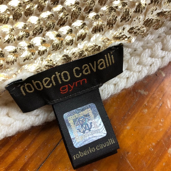 Roberto Cavalli Gym Gold Knit Scarf - Picture 7 of 8